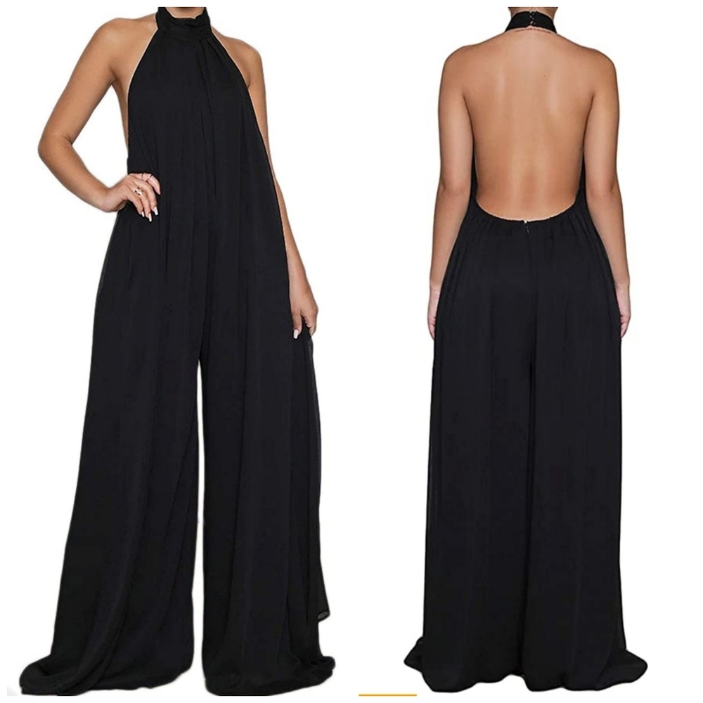 Fashion Black Jumpsuit new size L,XL Available. Chiffon